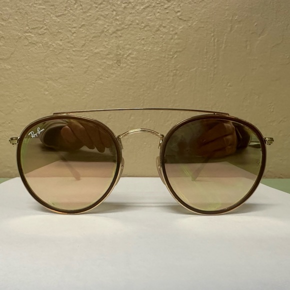 Ray Bans Double Bridge Polished Gold Frames with Copper Lenses Model RB3647N - Picture 11 of 11